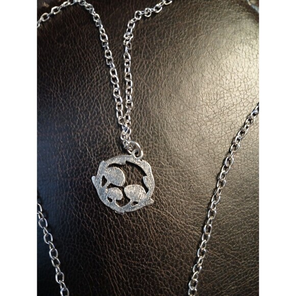 Silver Plated Circle Mushrooms Necklace Fantasy Mushroom - Picture 7 of 9